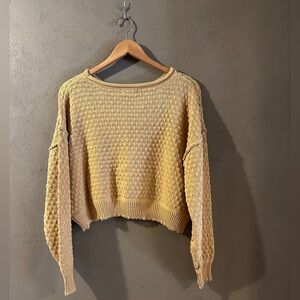Women’s altar’d state crop sweater, scoop crew neck, never worn, size Small, tan